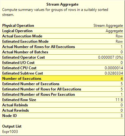 Stream Aggregate properties