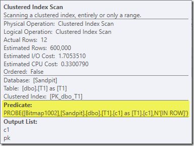 Clustered Index Scan properties