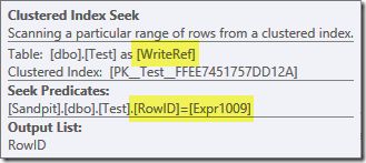 Clustered Index Seek properties